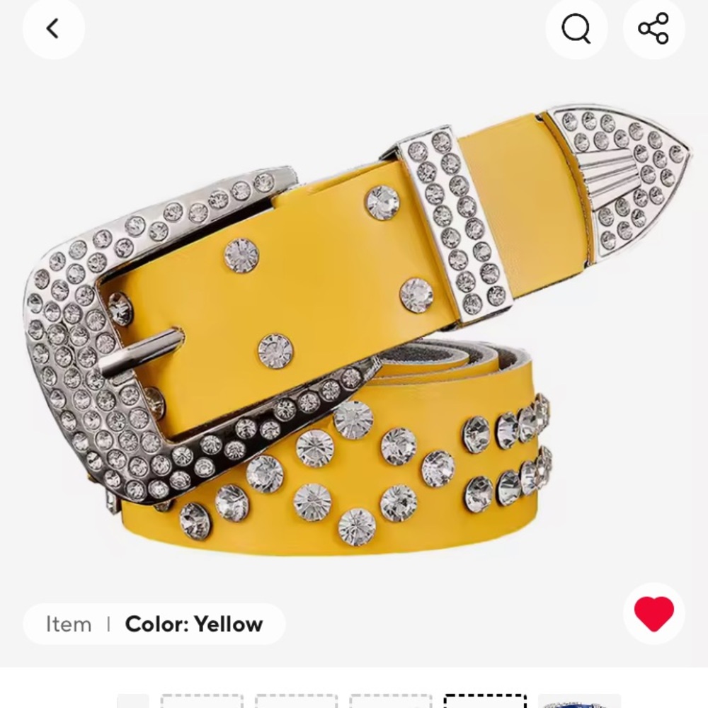 Yellow western cowboy woman Rhinestone Belt genuine leather